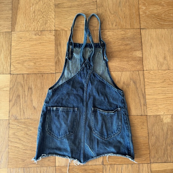Revolve Tularosa XS Sophia Overall Dress Laguna Blue Distressed Denim Mini - Picture 3 of 7